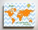 Dr Seuss, Personalized Canvas Nursery Chevron World Map, Customized Baby Name Wall Art Decor, Unique Educational Painting, Memorable Boys & Girls Gift, Giclee Print Stretched on 100% Wood Frame 20X24