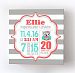 Personalized Stretched Canvas, Striped Birth Announcement, Custom Baby Name, Date, Weight Stats, Safari Owl Nursery Wall Decor, High Quality 100% Wooden Frame Construction, Ready To Hang 30X30