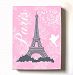 Modern Paris Eiffel Tower - Unique Paisley & Lovebirds Stretched Canvas Nursery Decor - Wall Art That Makes a Memorable Baby Gift - High Quality 100% Wooden Frame Construction - Ready To Hang 24X30