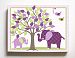 Whimsical Elephant & Lovebirds Garden - Checkerboard Stretched Canvas Nursery Decor - Wall Art That Makes a Memorable Baby Gift Idea - High Quality 100% Wooden Frame Construction - Ready To Hang 24X30