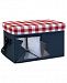 Picnic Time Gingham-Topped Navy Ottoman Cooler/Seat
