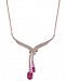 Certified Ruby (1-3/4 ct. t. w. ), Pink Sapphire(1/5 ct. t. w. ) & Diamond (1/3 ct. t. w. ) Lariat Necklace in 14k Rose Gold