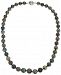 Cultured Black Tahitian Pearl (8-10mm) Statement Necklace in 14k White Gold