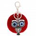 Ayiqi Solid Color Rabbit Plush Ball Owl Pendant Keychain Fluffy Handbag Charm Key Ring Car Key Decoration (Colour 2)