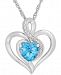 Blue Topaz (1-1/2 ct. t. w. ) & Diamond Accent Heart Pendant Necklace in Sterling Silver
