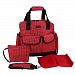 Stylish 3-Way Convertible 5 Piece Diaper Bag Set (Tote Bag/Backpack/Messenger Bag) (Red)