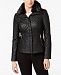 I. n. c. Faux-Fur-Collar Faux-Leather Quilted Jacket