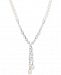 Arabella Cultured Freshwater Pearl (5mm & 9 x 7mm) & Swarovski Zirconia Lariat Necklace in Sterling Silver, Created for Macy's