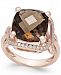 Smoky Quartz (6-1/6 ct. t. w. ) and Diamond (3/8 ct. t. w. ) Statement Ring in 14k Rose Gold