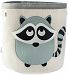 Canvas Storage Bin for Nursery or Kids Room | Animal Theme Collapsible| Great for Play Toys, Organizing, Laundry Hamper, Jungle, or Forest Themed Décor | Grey Raccoon