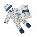 Baby Aspen Little Peanut Elephant Pajama Gift Set, Blue/White/Grey, 0-6 Months