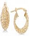 Italian Gold Textured Multi-Ring Oval Hoop Earrings in 14k Gold