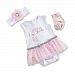 Baby Aspen My First Ballerina 3 Piece Tutu Outfit, White/Pink/Silver, 0-6 Months