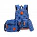 Baonmy 3pcs Kids Cute Waterproof School Backpack for Teenagers Boys and Girls (Dark blue)