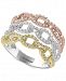 Trio by Effy Diamond Tri-Color Linked Ring (3/4 ct. t. w. ) in 14k Yellow, White & Rose Gold