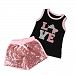 2pcs Toddler Kids Baby Girls Summer Clothes T-shirt Topsand Shorts Pants Outfit Set (2-3T), Black and pink, 90cm