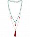 Rachel Rachel Roy Gold-Tone Beaded Double-Row Red Tassel Necklace