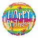 Qualatex Birthday Rainbow Stripes 18 Inch Round Foil Balloon (One Size) (Multicolored)