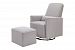 DaVinci Olive Glider and Ottoman In Grey with Cream Piping