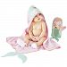 Baby Aspen Simply Enchanted Mermaid 4 Piece Bath time Gift Set, Pink/Mint/Gold/White, 0-6 Months