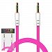 IWIO Wiko Robby Hot Pink FLAT 3.5mm Gold Plated Jack to Jack Male AUX Auxiliary Stereo Jack Connection Cable Lead Wire