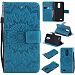 NEXCURIO LG K4 2017 (M160E) / K8 2017 (M200N) Leather Case [Embossed Flower] Scratch Resistant Book Style Folio Cover Wallet Leather Case Holster for LG K4 2017 / K8 2017 (Blue)