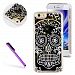 iPhone 5 5S Case, KAWOO iPhone 5 5S Liquid Case, Flowing Liquid Floating Bling Glitter Sparkle Black Stars Hard Case Cover for Apple iPhone 5 5S Skull