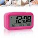 JUNCHI Digital Alarm Clock, Smart Simple and Silent Led Travel Desk Morning Alarm Clock with Date/Time/Temperature Display, Large Screen, Snooze, Night Light Function, Battery Powered (Red)