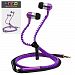 IWIO ZE553KL Purple Premium 3.5mm ZIP Aluminium High Quality In Ear Stereo Wired Headset Hands Free Headphones with Built in Mic Microphone and On Off Button