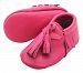 Leather Baby Moccasin with Hanging Tassel (18-24 month (5.4 inches), Pink)