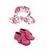 Leather Baby Moccasin with Floral Print Baby Bow Knot Headband (12-18 month)