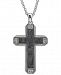 Esquire Men's Jewelry Diamond (1/4 ct. t. w. ) & Meteorite Cross Pendant Necklace in Sterling Silver, Created for Macy's