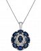 Sapphire (4-1/4 ct. t. w. ) & Diamond (1/8 ct. t. w. ) Oval Cluster Pendant Necklace in 14k White Gold