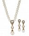 Charter Club Cubic Zirconia and Imitation Pearl Lariat Necklace & Drop Earrings Boxed Set, Created for Macy's