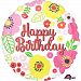 Anagram 18 Inch Happy Birthday Floral Circle Foil Balloon (18 Inch) (Multicolored)