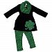 Unique Baby Girls St Patrick's Day Speckled Clovers Legging Set (6/XL, Green)