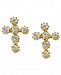 Children's 14k Gold Earrings, Cubic Zirconia Cross