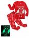 IF Pajamas Little Girls Owl Glow-in-the-Dark 2 Piece Pajamas 100% Cotton Red Clothes Toddler Kids Pjs Size 3T