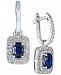 Sapphire (2-1/10 ct. t. w. ) & Diamond (3/5 ct. t. w. ) Halo Drop Earrings in 14k White Gold
