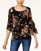 Style & Co Printed Sheer-Sleeve Blouse, Created for Macy's