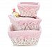Set of 3 Baby Girl Nursery Storage Baskets - White Willow with Pink Cotton Gingham Fabric