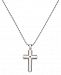 Sutton by Rhona Sutton Men's Stainless Steel Cubic Zirconia Cross Pendant Necklace