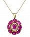 Certified Ruby (4 ct. t. w. ) & Diamond (1/8 ct. t. w. ) Pendant Necklace in 14k Gold