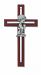 Silver Boy Wall Cross Cherry Stained Wood 6 in Nursery Decor Baby