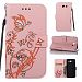 Galaxy J3 2017 Case, Galaxy J3 Emerge Case, J3 Prime Case, Ratesell Butterfly Print Embossed Kickstand Flip Credit Cards Slot Cash Pockets PU Leather Wallet Case Stand For Samsung Galaxy J3 2017 Pink