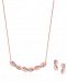 Charter Club Rose Gold-Tone Pave Twist Necklace & Drop Earrings Set, Created for Macy's