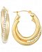 Signature Gold Crystal Interlocked Hoop Earrings in 14k Gold over Resin