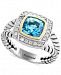 Effy Blue Topaz (1-3/4 ct. t. w. ) & Diamond (1/8 ct. t. w. ) Ring in Sterling Silver & 18k Gold
