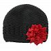 My Lello Infant Baby Girl's Crochet Beanie Hat with Flower Black/Red