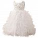 Castle Fairy Flower Girls Scoop Ruffles Applique Beadings White First Communion Dress Size 02